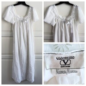 Valentino white lace trim maxi length nightgown 23465